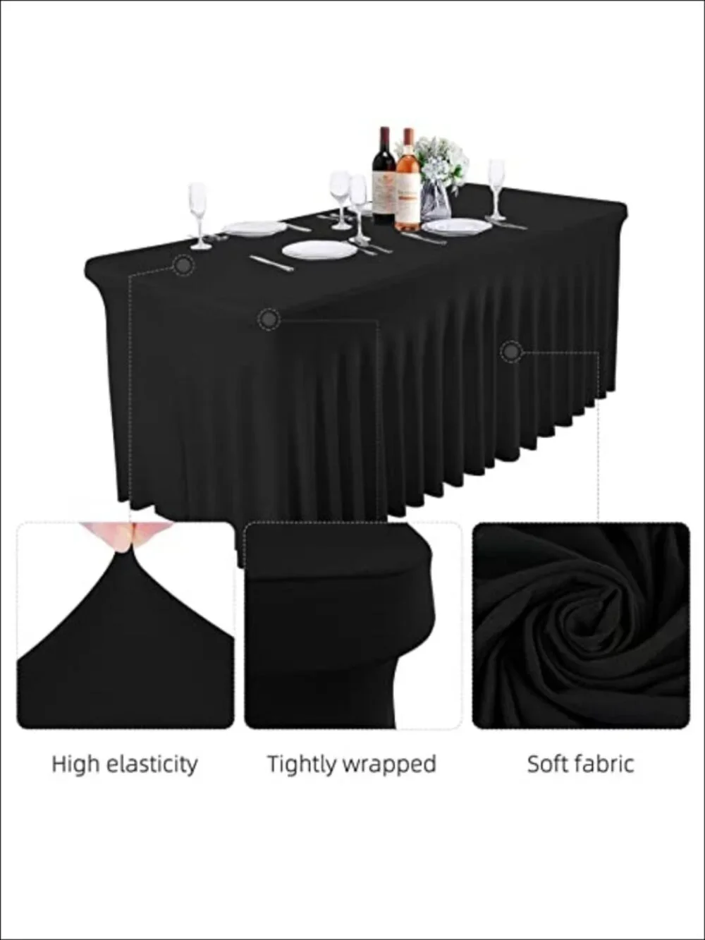 Spandex Table Skirt 6ft One-Piece Wrinkle-Resistant Tablecloth